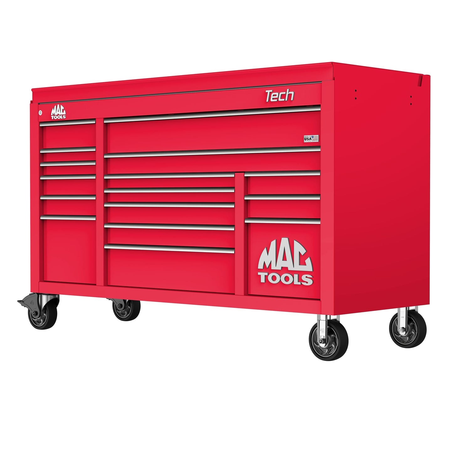 Tech™ Series 16-Drawer Drop Top Workstation - Firebrick Red