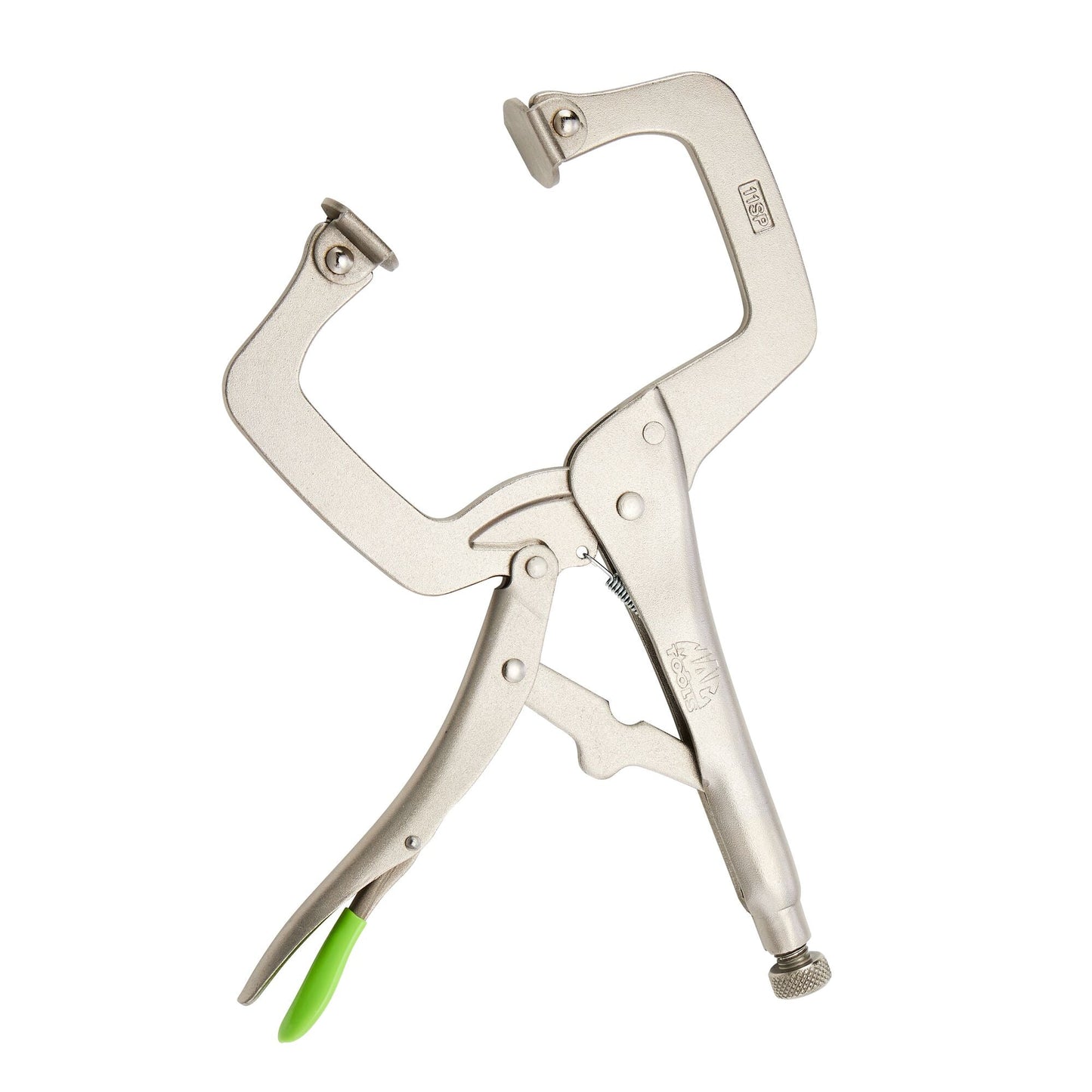 11" C-Clamp Trigger Release Locking Pliers with Swivel Pads - Green