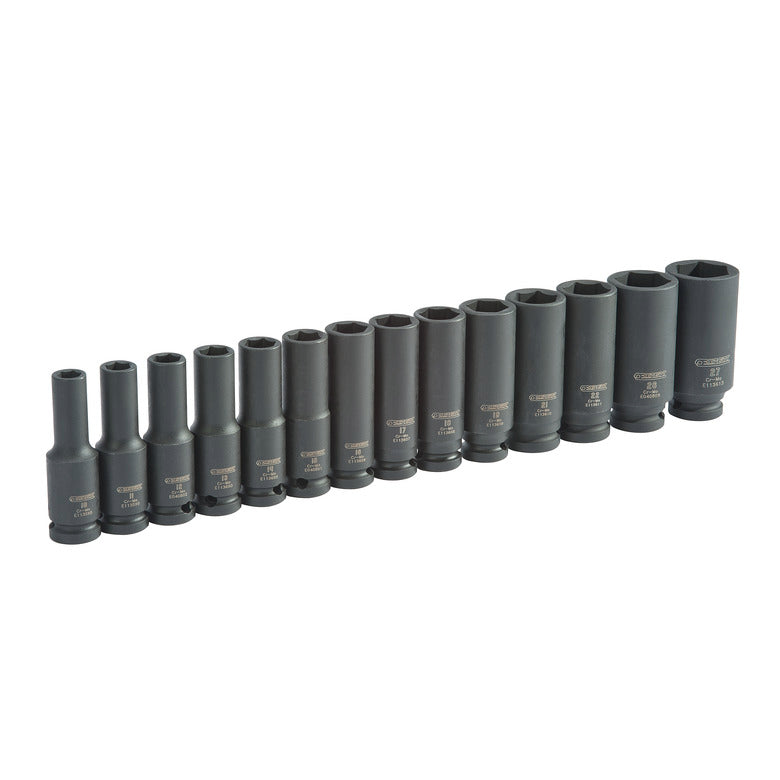 14-PC. 1/2" Drive Metric Deep Impact Socket Set - 6-PT.