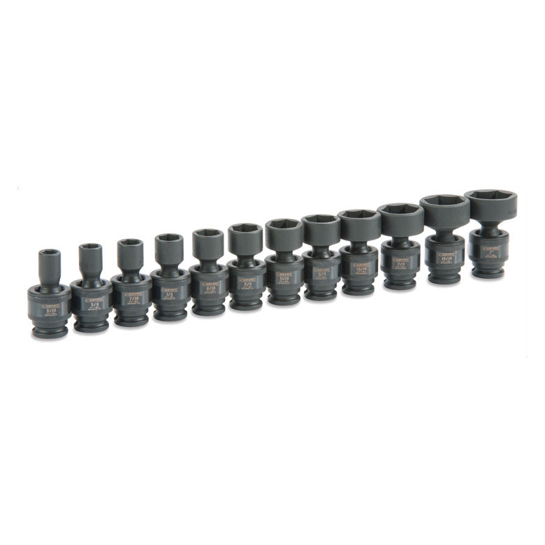 12-PC. 3/8" Drive SAE Universal Impact Socket Set - 6-PT.
