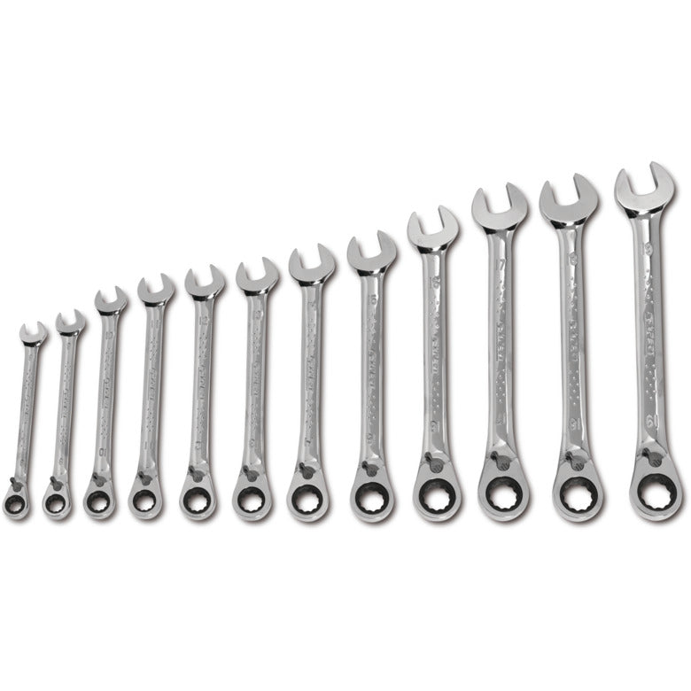 12-PC. Metric Reversible Combination Ratcheting Wrench Set - 12-PT.