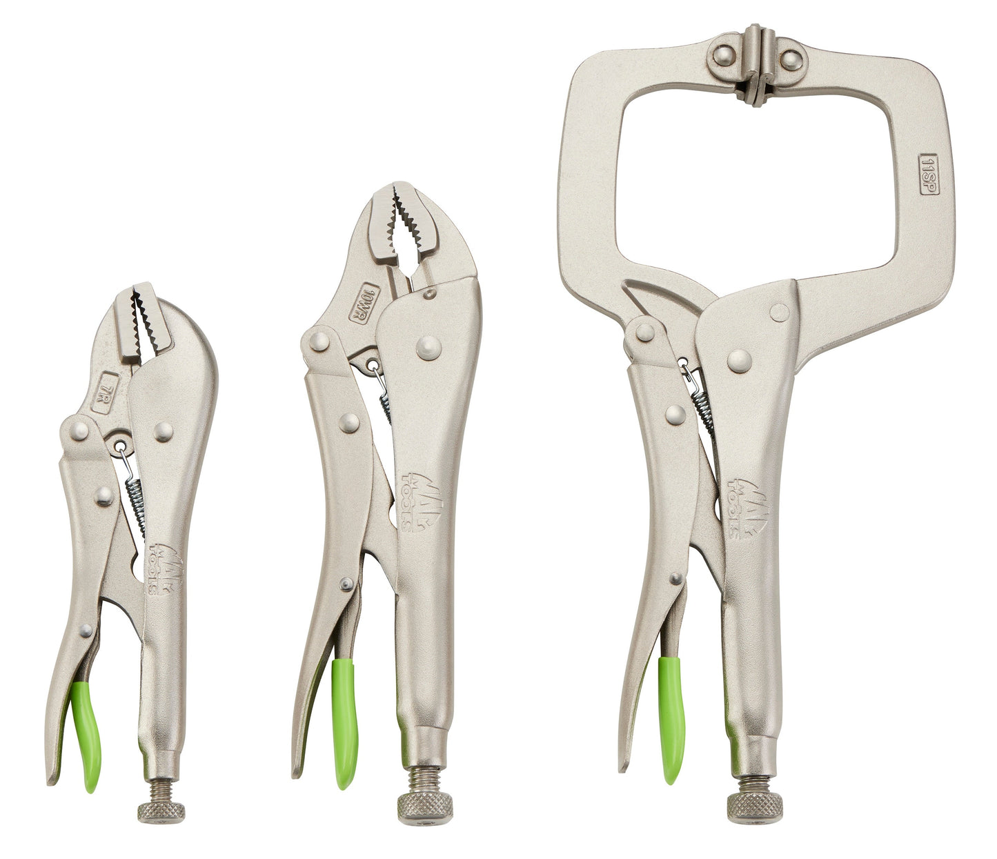 3-PC. Trigger Release Locking Pliers Set (7-11") - Green