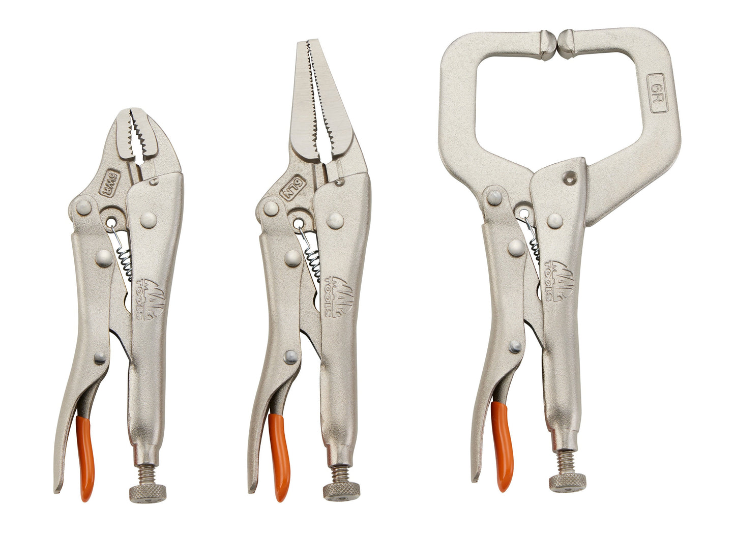 3-PC. Trigger Release Locking Pliers Set (5-6") - Orange