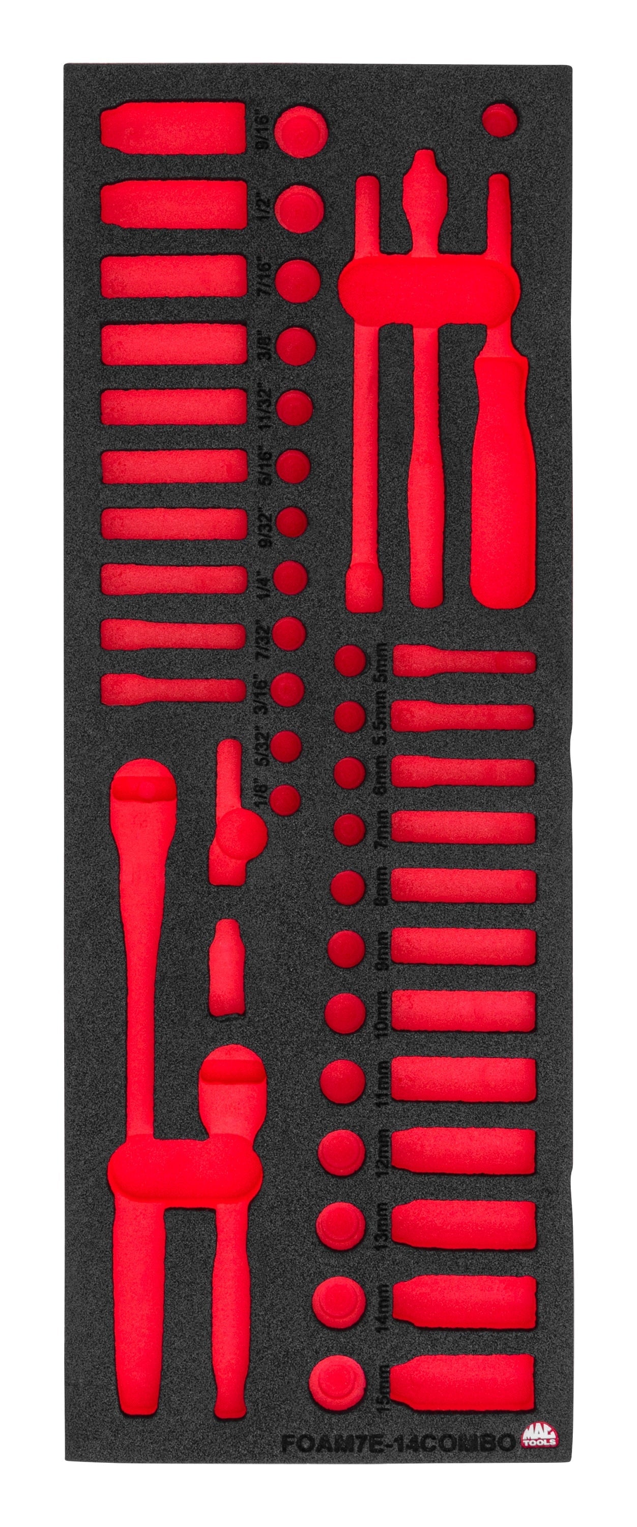 Foam Only - 1/4” Drive Combo Socket (FOAM7E-14COMBOA Set)