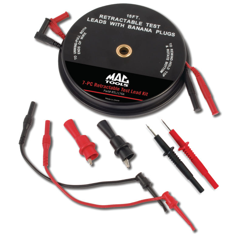 7-PC. Retractable Test Lead and Clip Set 15'