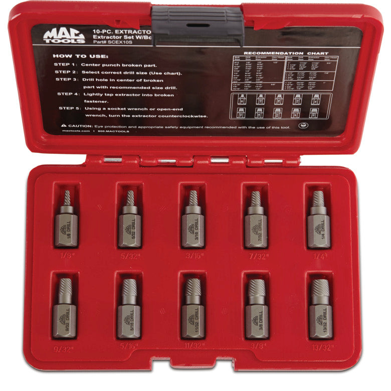10-PC. Multi-Spline Screw Extractor Set