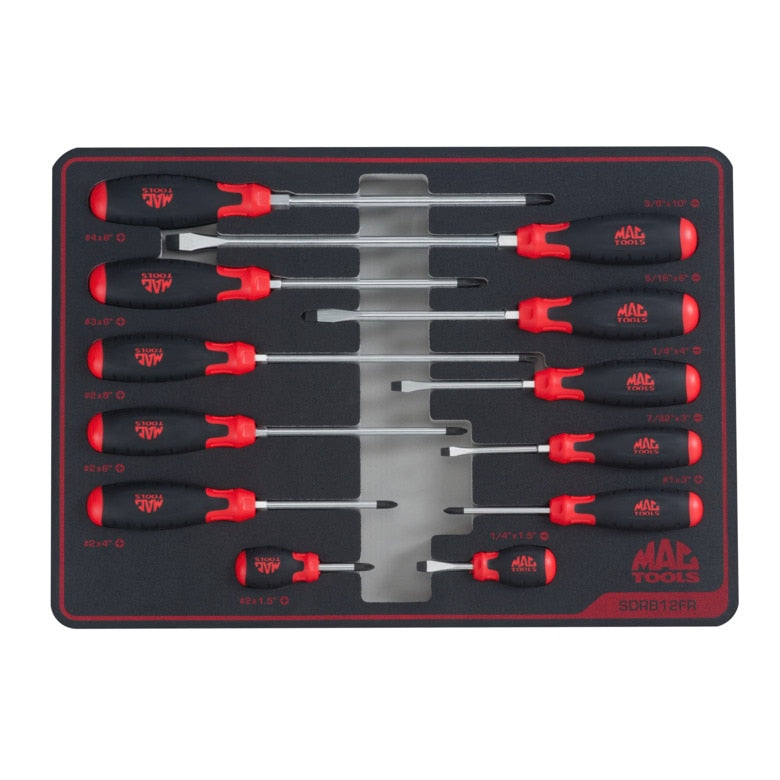 12-PC. Screwdriver Set in Foam – Red