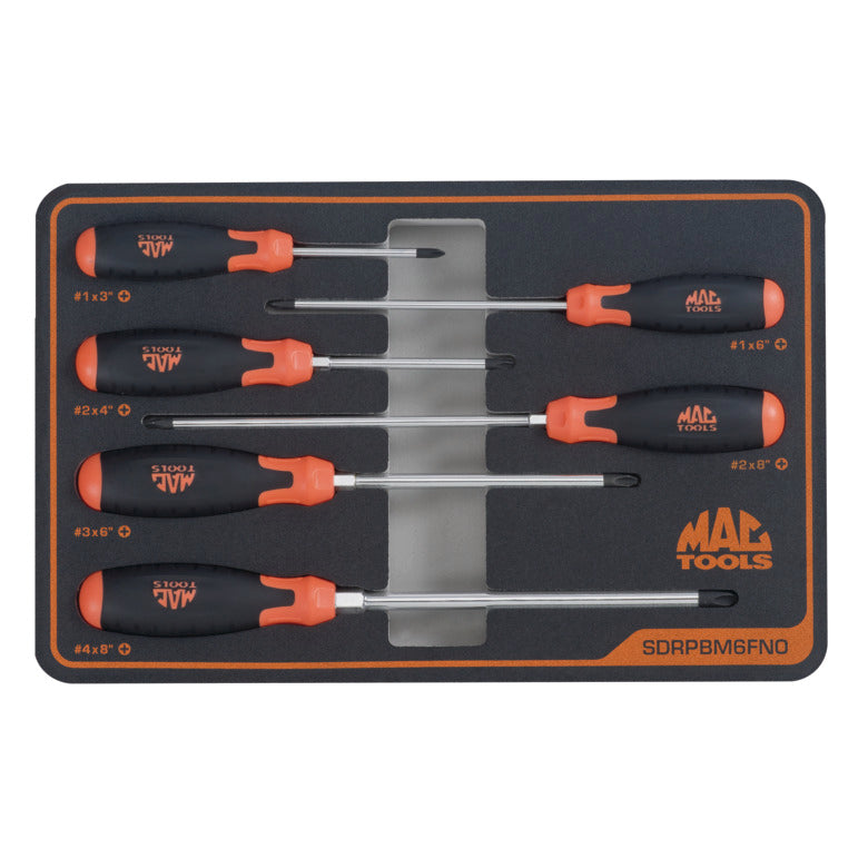 6-PC. Screwdriver Set in Foam - Orange