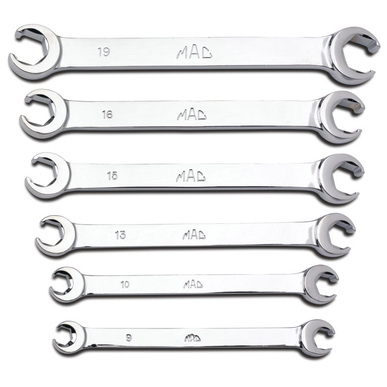 6-PC. Metric Double-End Flare Nut Wrench Set - 6-PT.