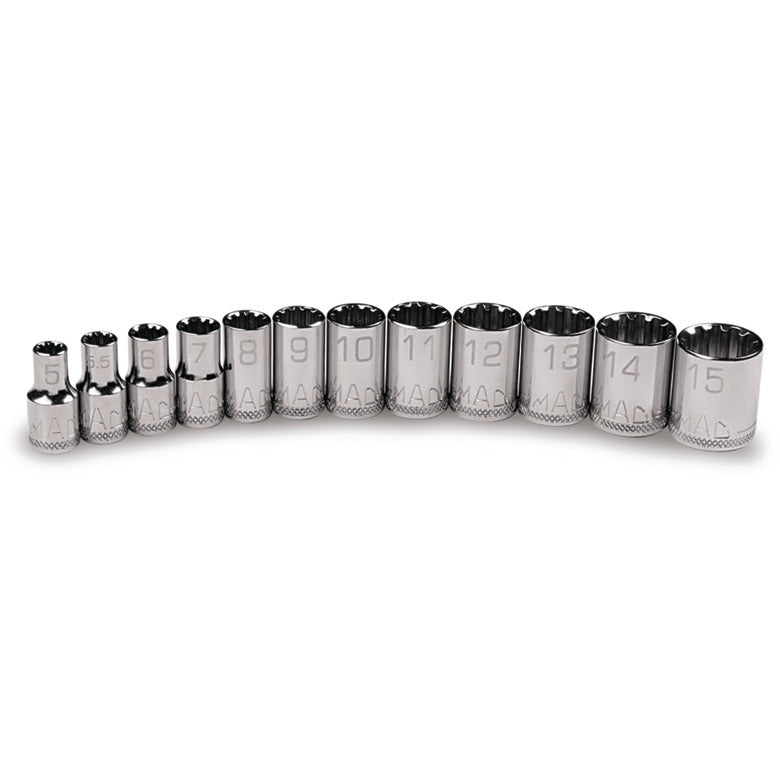 12-PC. 1/4" Drive Metric Spline Socket Set