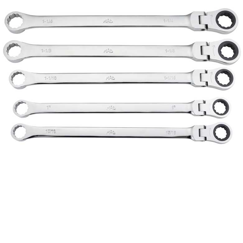 5-PC. SAE XL Flex Head Ratcheting Wrench Set – 12 pt.