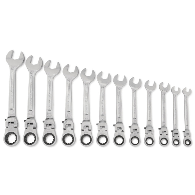 12-PC. Metric Locking Flexible-Head Ratcheting Wrench Set