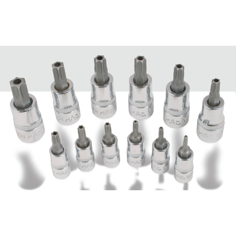 12-PC. 1/4" and 3/8" Drive Tamper-Resistant Star Driver Set