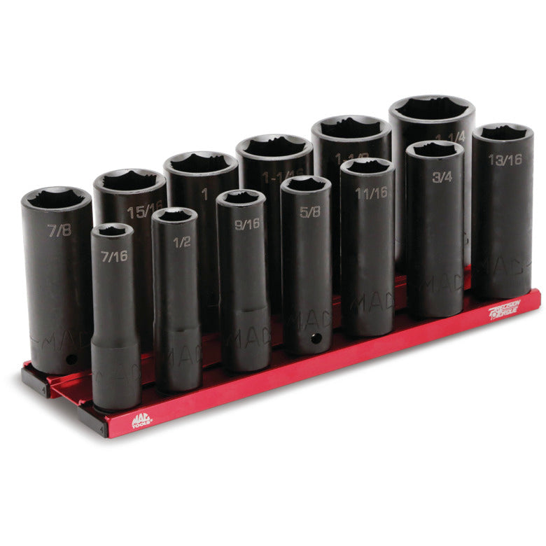 13-PC. 1/2" Drive SAE Deep Impact Socket Set - 6-PT.