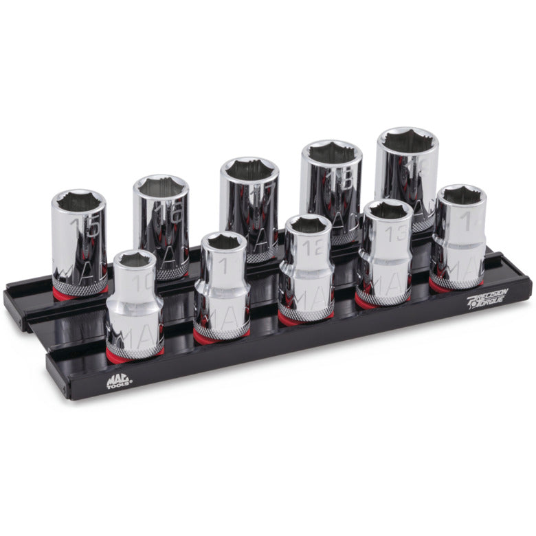 10-PC. 1/2" Drive Metric Socket Set - 6-PT.