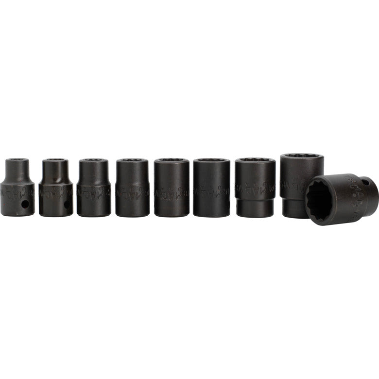 9-PC. 1/2" Drive SAE Impact Socket Set - 12-PT.