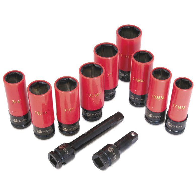 11-PC. Wheel-Protecting Impact Lug Nut Socket Set - 6-PT.