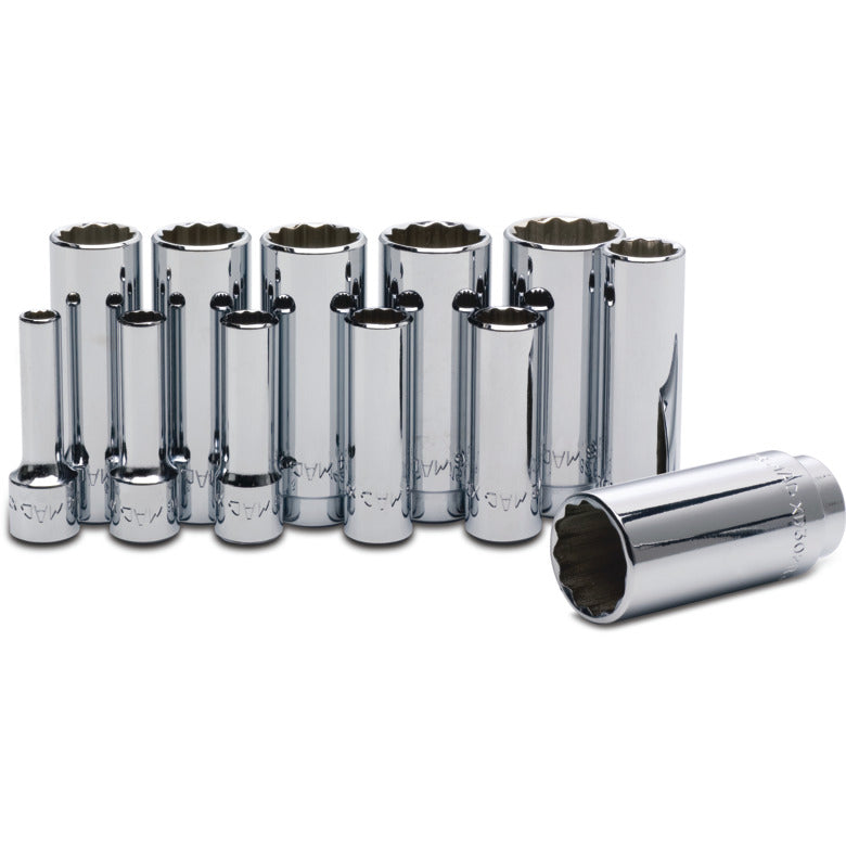 12-PC. 3/8" Drive SAE Deep Socket Set - 12-PT.