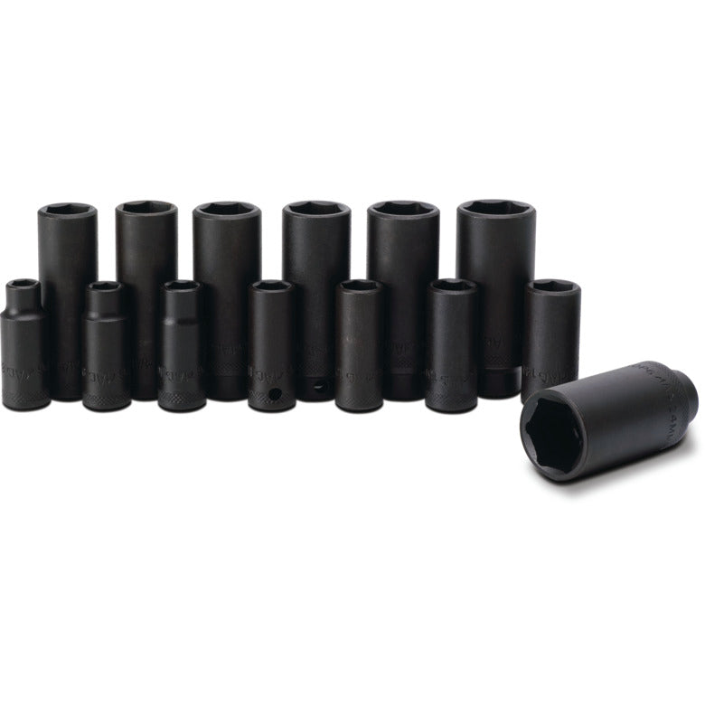 14-PC. 3/8" Drive Metric Deep Impact Socket Set - 6-PT.