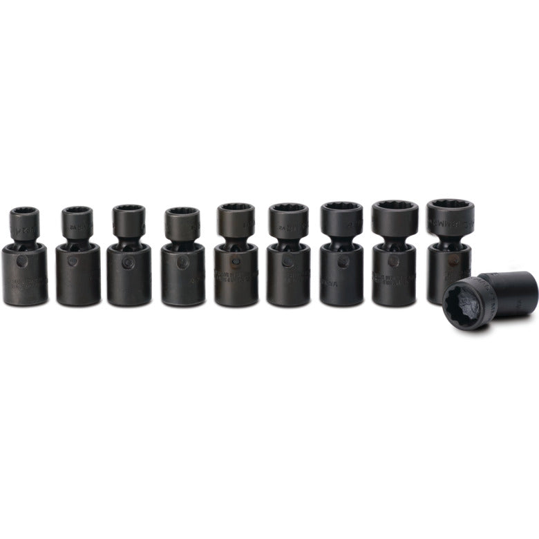 10-PC. 3/8" Drive Metric Impact Universal Socket Set - 12-PT.