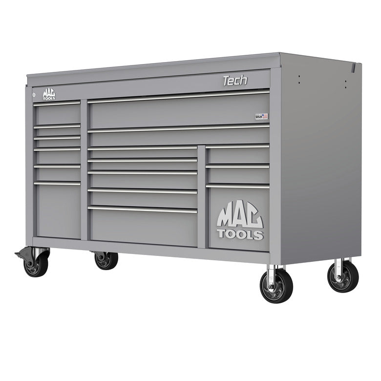 Tech™ Series 16-Drawer Drop Top Workstation - Mica Gray