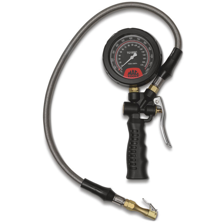 Analog Tire Inflator Gauge w/Locking Chuck