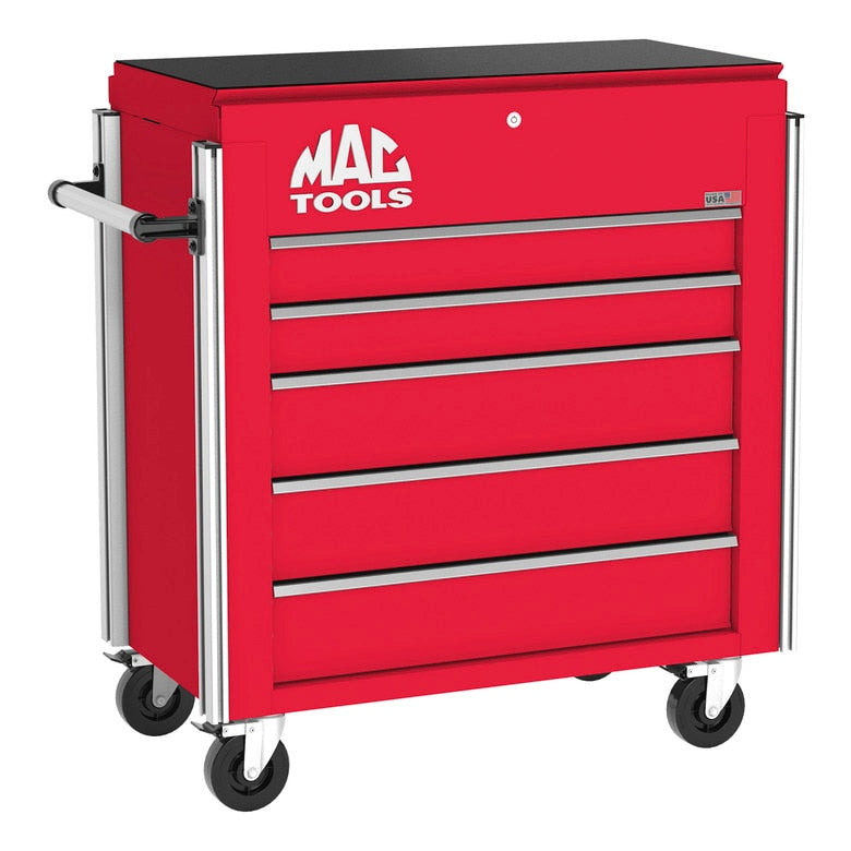 5-Drawer Utility Cart w/ Full Lid - Firebrick Red