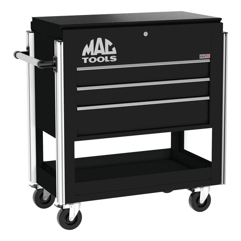 3-Drawer Utility Cart w/ Full Lid - Galaxy Black