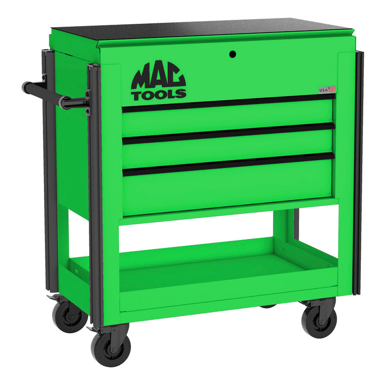 3-Drawer Utility Cart w/ Full Lid - Lime Green