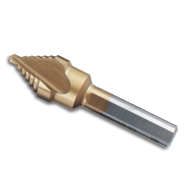 Stubby Titanium-Nitride Coated Stepped Drill Bit 1/8" - 1/2" (7 steps)