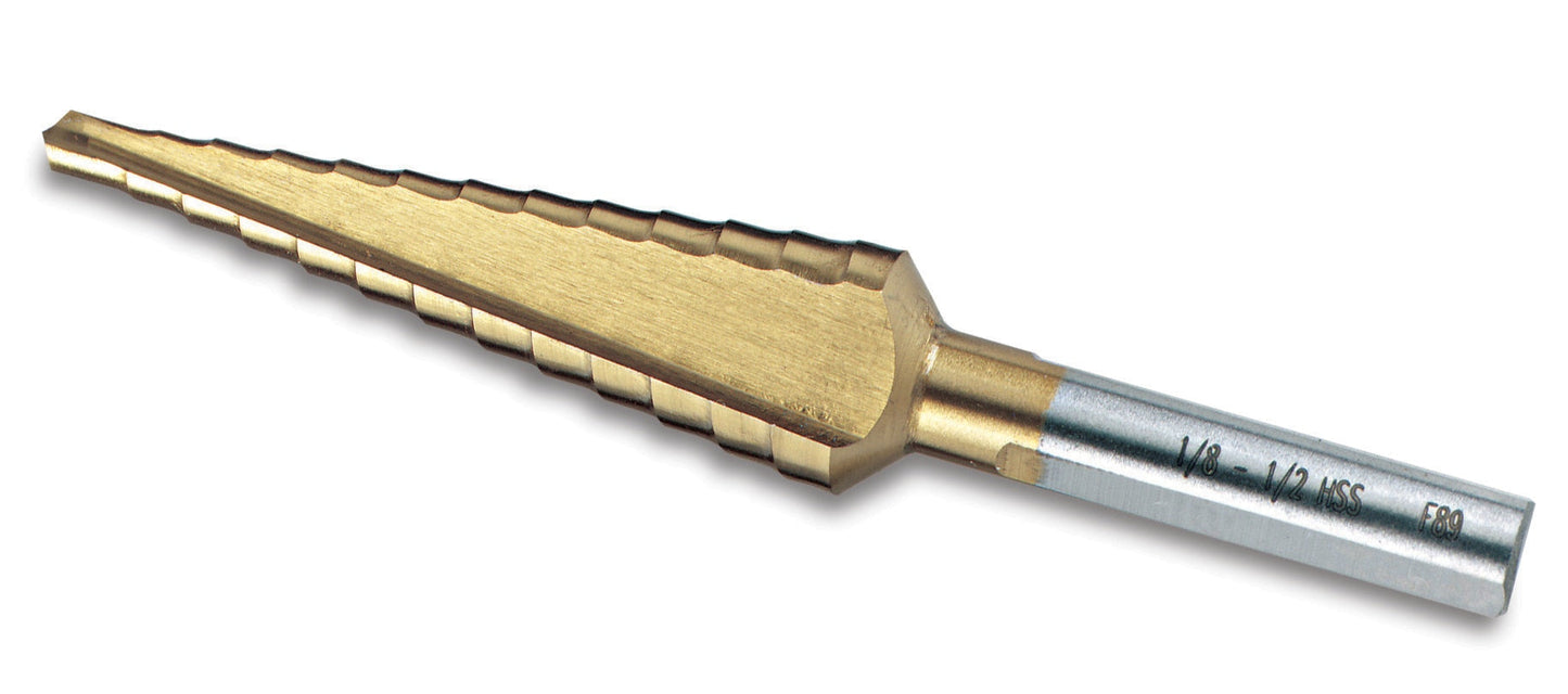 Titanium-Nitride Coated Stepped Drill Bit 1/8" - 1/2" (12 steps)