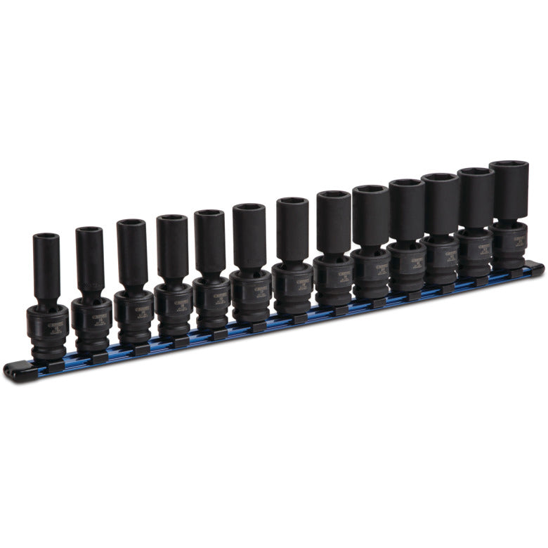 13-PC. 1/2" Drive Metric Universal Deep Impact Socket Set 6-PT.