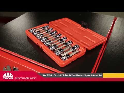 15-PC. 3/8" Drive SAE and Metric Speed Hex Bit Set