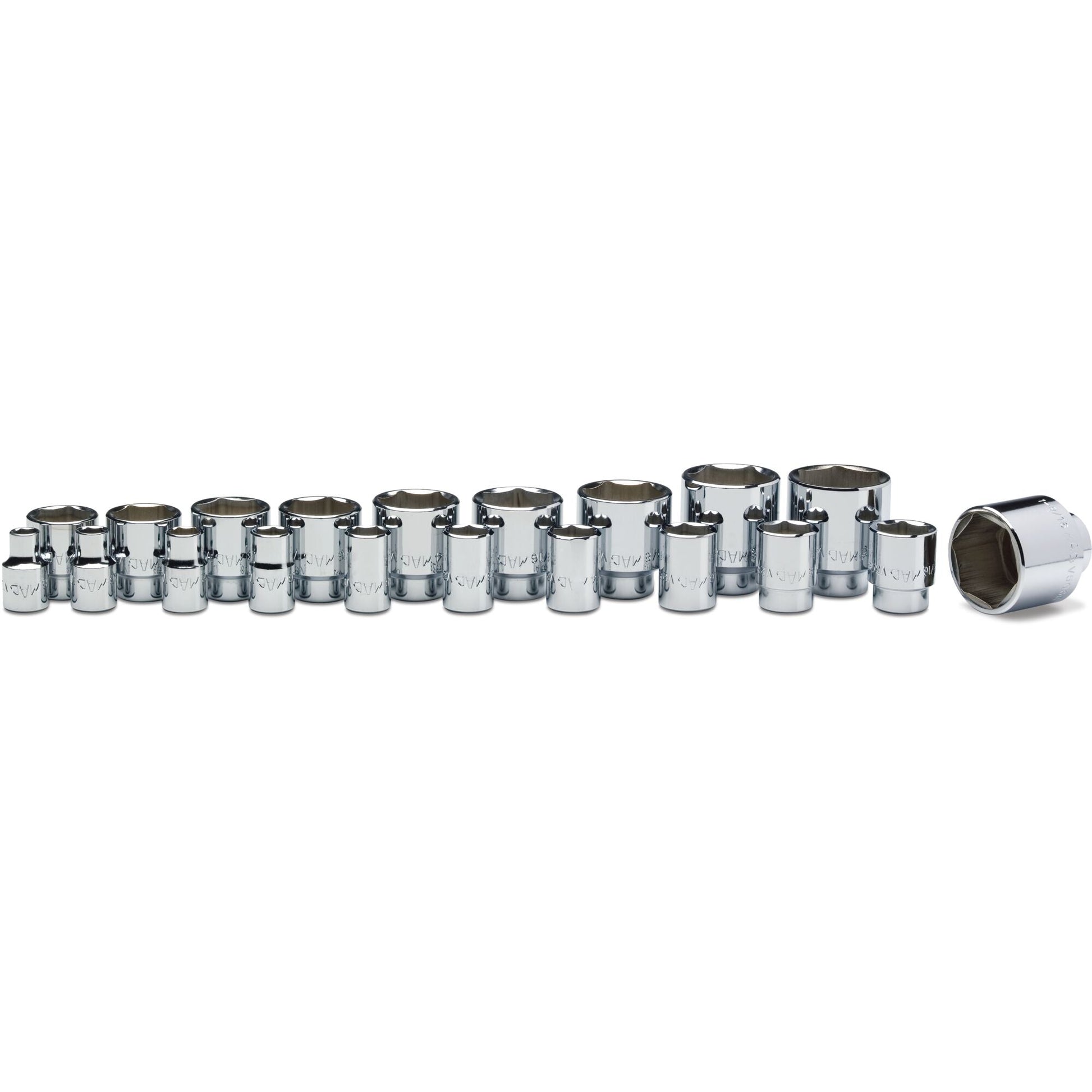 20-PC. 1/2" Drive SAE Socket Set - 6-PT.