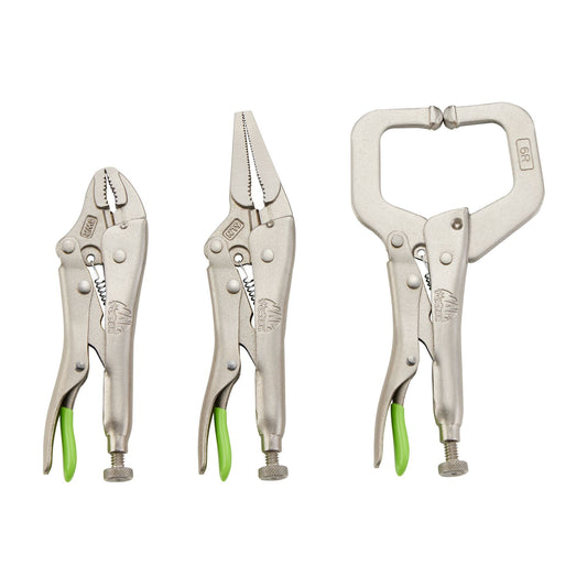 3-PC. Trigger Release Locking Pliers Set (5-6") - Green