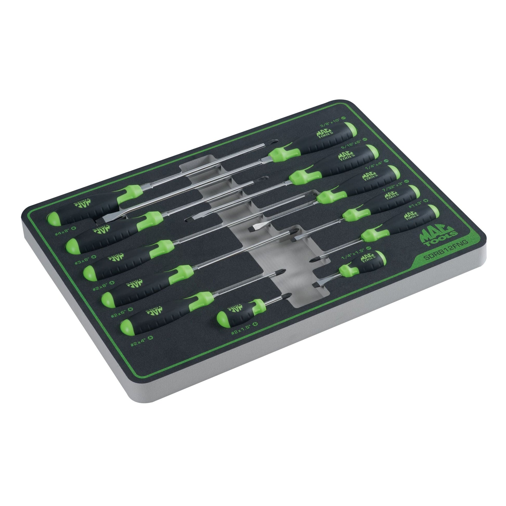 12-PC. Screwdriver Set in Foam – Green