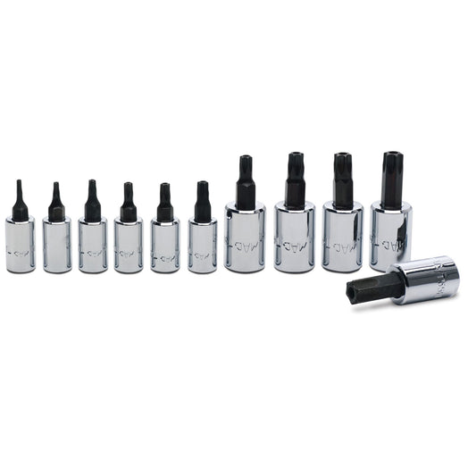 Driver Set, Tamper-Resistant Torx in Metal Tray 1/4" and 3/8" Drive - 11-PC.