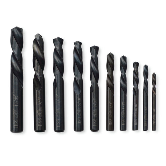 10-PC. Left-Hand High-Speed Steel Drill Bit Set