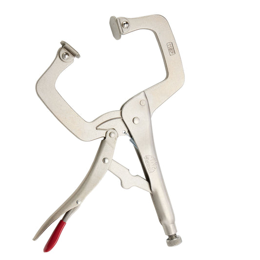 11" C-Clamp Trigger Release Locking Pliers with Swivel Pads - Red