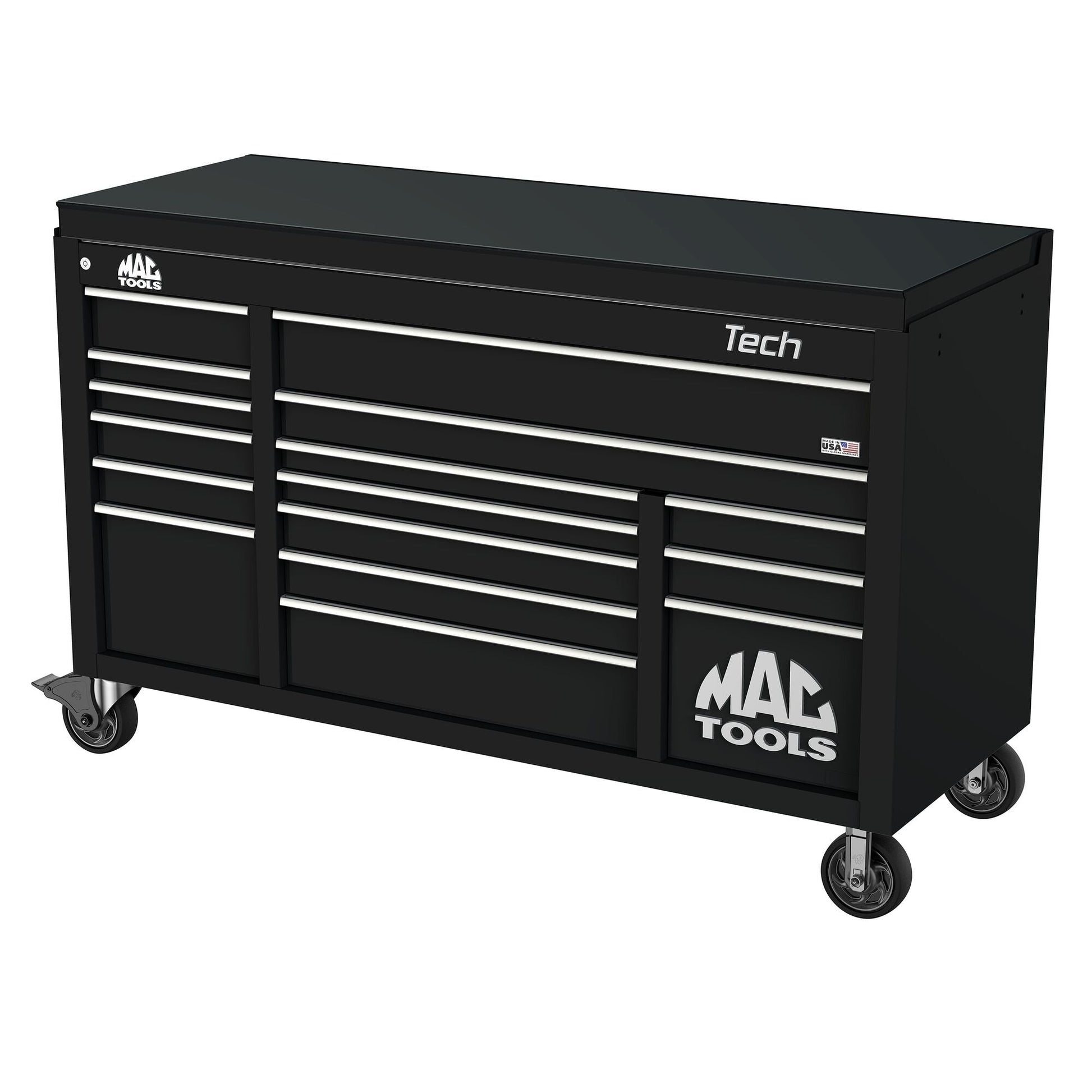 Tech™ Series 16-Drawer Drop Top Workstation - Flat Black