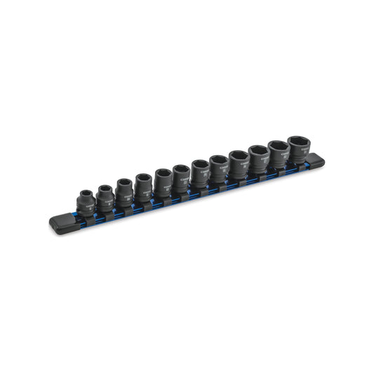 12-PC. 3/8" Drive Metric Stubby Impact Socket Set - 6-PT.