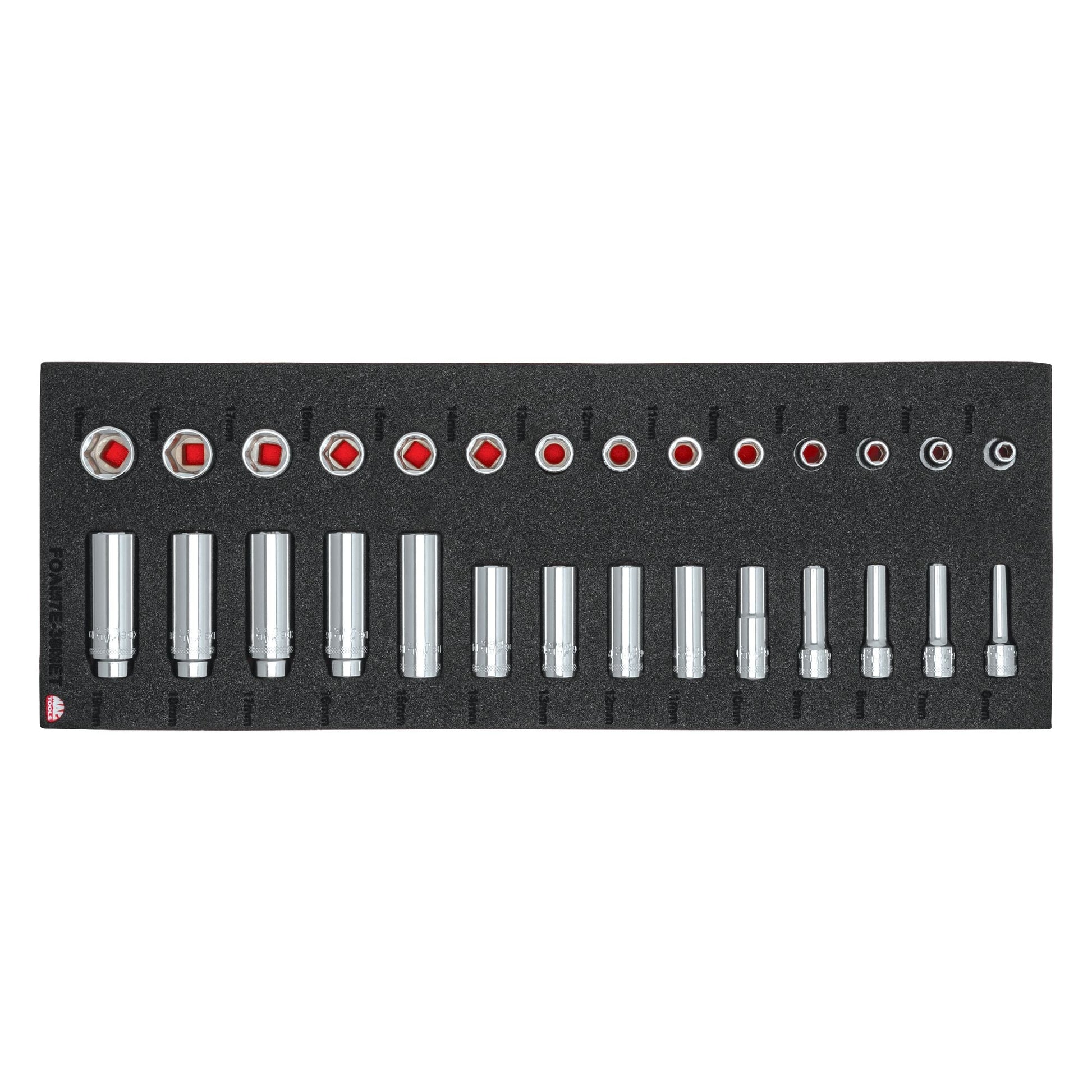 28-PC. 3/8" Drive Metric Socket Foam Set