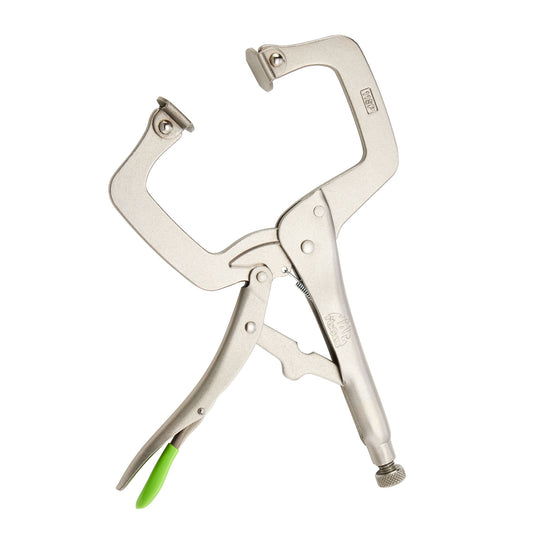 11" C-Clamp Trigger Release Locking Pliers with Swivel Pads - Green