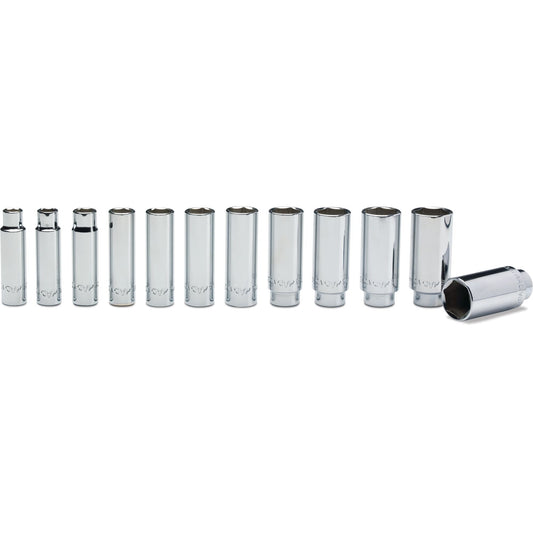 12-PC. 1/2" Drive SAE Deep Socket Set - 6-PT.