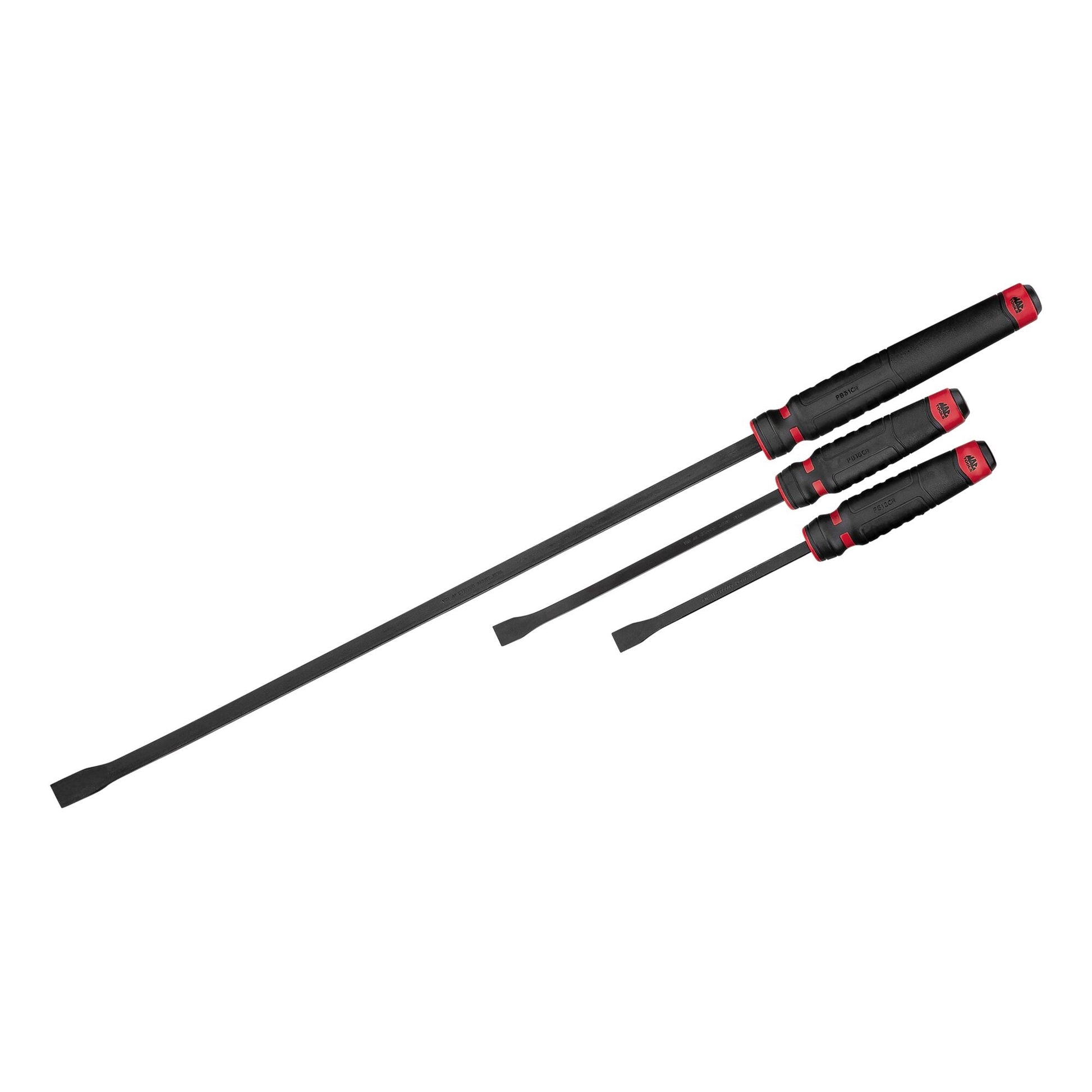 3-PC. Comfort-Handle Curved Head Pry Bar Set - Red