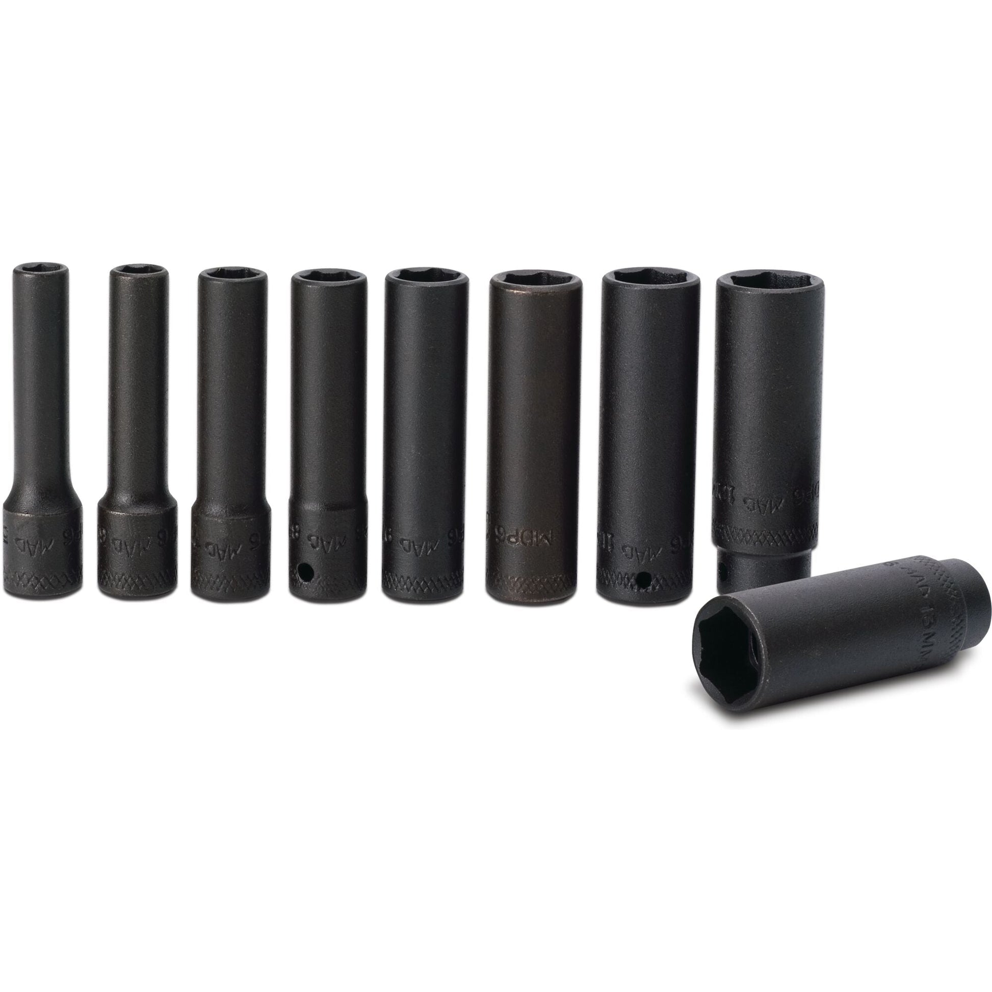 Socket Set, Deep Metric in Plastic Tray 1/4" Drive - 9-PC.