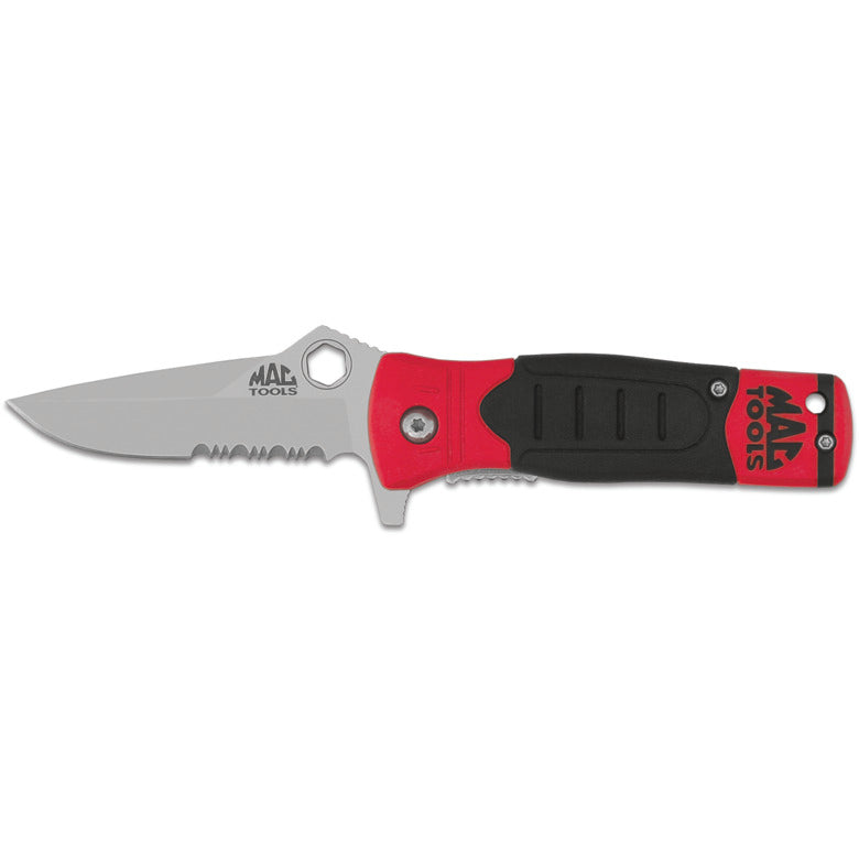 Mac-Grip™ Folding Serrated Pocket Knife 2.6" - Red