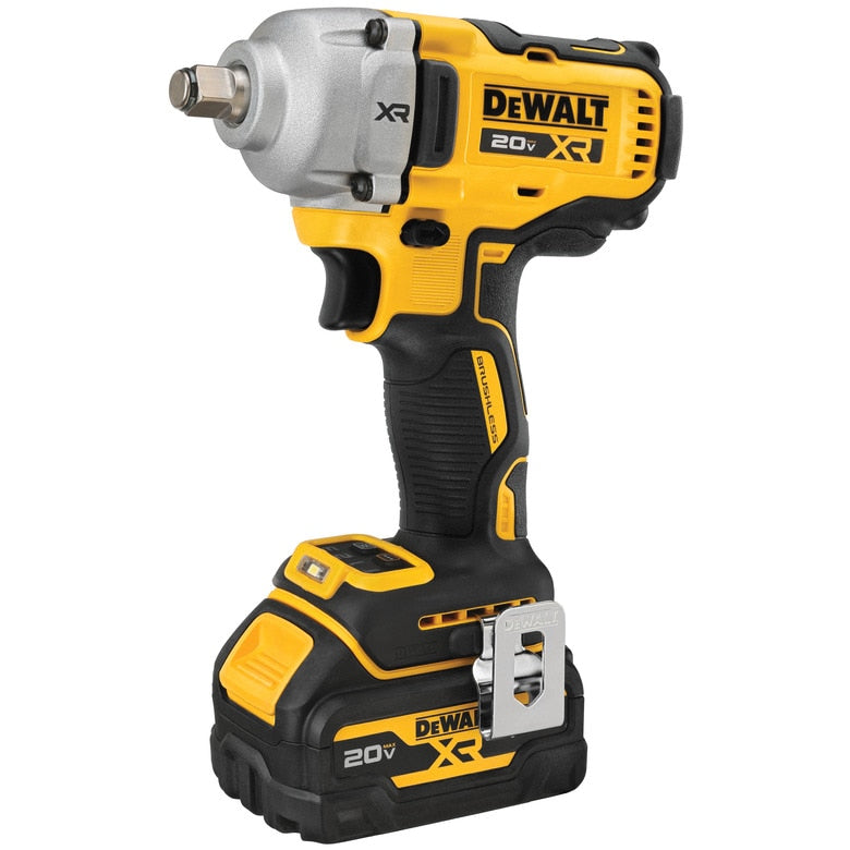 DEWALT® 20V MAX* XR® 1/2" Mid-Range Impact Wrench with Hog Ring Anvil and Oil-Resistant Batteries Kit