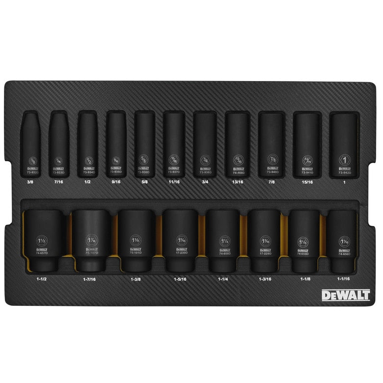 19-PC. ½” Drive Deep SAE Impact Socket Set