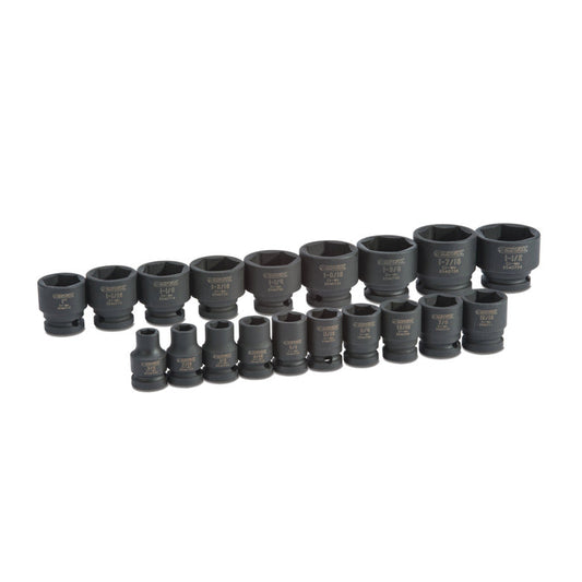 19-PC. 1/2" Drive Impact Socket Set - 6-PT.